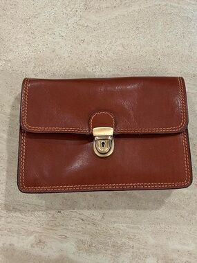 Large Brown Leather Clutch Bag